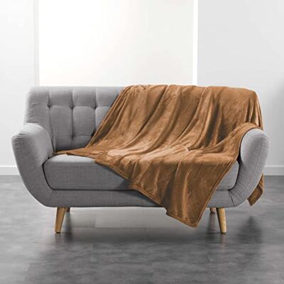 Douceur d'Intérieur , Pled (180 x 220 cm) Flanou Camel, flanelowy Douceur d'Intérieur , Pled (180 x 220 cm) Flanou Camel, flanelowy