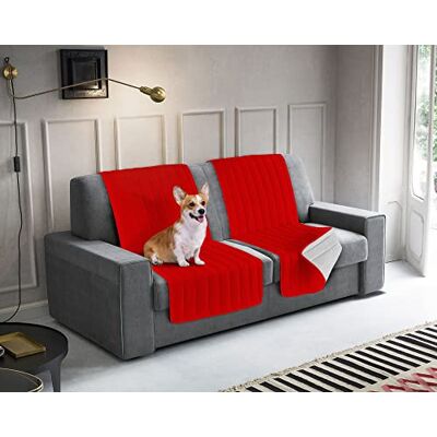 Italian Bed Linen ELEGANT pokrowiec na sofę, z mikrofibry, czerwony/jasnoszary, 60 x 190 cm Italian Bed Linen ELEGANT pokrowiec na sofę, z mikrofibry, czerwony/jasnoszary, 60 x 190 cm
