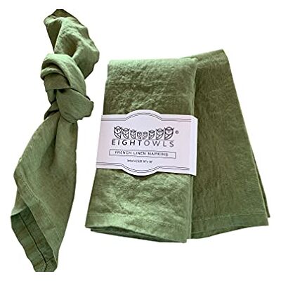 Eight Owls Serwetki lniane 100% francuski len Stonewashed Pure Linen Cloth Serwetki Rozmiar 45 cm x 45 cm Zestaw 4 szt. (Pepper Green) Eight Owls Serwetki lniane 100% francuski len Stonewashed Pure Linen Cloth Serwetki Rozmiar 45 cm x 45 cm Zestaw 4 szt. (Pepper Green)