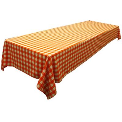LA Linen Prostokątny obrus w kratkę z poliestru w kratkę, biały/pomarańczowy, 152 x 213 cm LA Linen Prostokątny obrus w kratkę z poliestru w kratkę, biały/pomarańczowy, 152 x 213 cm