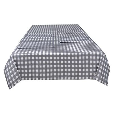 Sleepdown Gingham drukowany dekoracyjny 100% bawełna pół panama obrus na stół do jadalni trwały odporny na plamy obrus szary 137 cm x 229 cm Sleepdown Gingham drukowany dekoracyjny 100% bawełna pół panama obrus na stół do jadalni trwały odporny na plamy obrus szary 137 cm x 229 cm