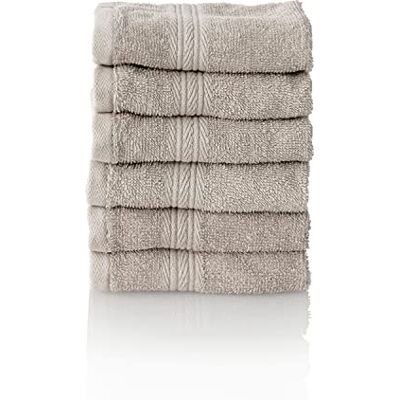 ALCLEAR komfortowy zestaw ręczników frotte chłonnych ze 100% bawełny Ökotex, seria frotte w 6 kolorach i 5 rozmiarach, kolor: srebrnoszary, 6 x chusteczek do twarzy 30 x 30 cm ALCLEAR komfortowy zestaw ręczników frotte chłonnych ze 100% bawełny Ökotex, seria frotte w 6 kolorach i 5 rozmiarach, kolor: srebrnoszary, 6 x chusteczek do twarzy 30 x 30 cm