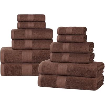 Superior Ekologiczny miękki i chłonny zestaw ręczników z litego 100% bawełny typu ringpspun, (po 4 kąpieli 78 x 137 cm, 4 ręce 40 cm x 76 cm i 4 ręczniki do twarzy 33 x 33 cali), brązowy, 12-częściowy Superior Ekologiczny miękki i chłonny zestaw ręczników z litego 100% bawełny typu ringpspun, (po 4 kąpieli 78 x 137 cm, 4 ręce 40 cm x 76 cm i 4 ręczniki do twarzy 33 x 33 cali), brązowy, 12-częściowy