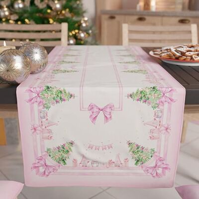 PETTI Artigiani Italiani Bieżnik na stół bożonarodzeniowy, bieżnik kuchenny 140 x 40 cm, świąteczny bieżnik elegancki różowy skrzat, 100% Made in Itay PETTI Artigiani Italiani Bieżnik na stół bożonarodzeniowy, bieżnik kuchenny 140 x 40 cm, świąteczny bieżnik elegancki różowy skrzat, 100% Made in Itay