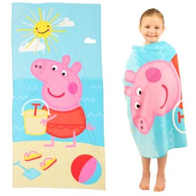 Franco Świnka Peppa ręcznik kąpielowy/basenowy/plażowy dla dzieci, super miękki, lekki, wykonany w 100% z recyklingowanych butelek plastikowych, 147 x 71 cm (100% licencjonowany produkt Świnka Peppa), Franco Świnka Peppa ręcznik kąpielowy/basenowy/plażowy dla dzieci, super miękki, lekki, wykonany w 100% z recyklingowanych butelek plastikowych, 147 x 71 cm (100% licencjonowany produkt Świnka Peppa),