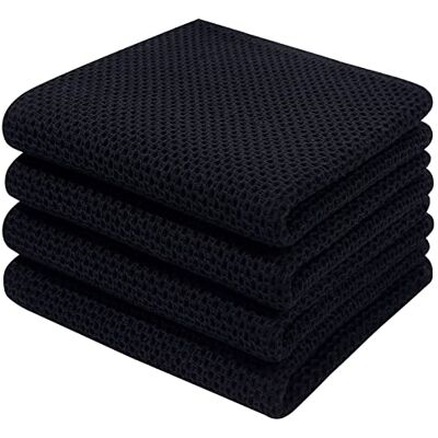 Homaxy 100% bawełniane ręczniki kuchenne o splocie waflowym, ultramiękki chłonny szybkoschnący ręcznik do czyszczenia, 33 x 71 cm, 4-pak, czarny Homaxy 100% bawełniane ręczniki kuchenne o splocie waflowym, ultramiękki chłonny szybkoschnący ręcznik do czyszczenia, 33 x 71 cm, 4-pak, czarny