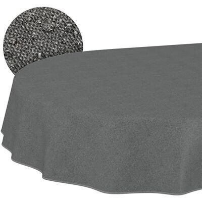 ANRO Obrus zmywalny Ciemnoszary wygląd lnu z obszyciem owalny 180x140 cm z obszytą krawędzią – plamoodporny i wodoodporny, łatwy w pielęgnacji – można prać w 30 °C ANRO Obrus zmywalny Ciemnoszary wygląd lnu z obszyciem owalny 180x140 cm z obszytą krawędzią – plamoodporny i wodoodporny, łatwy w pielęgnacji – można prać w 30 °C