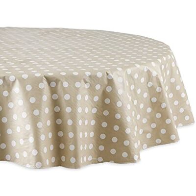 DII Obrus winylowy Tabletop Collection, okrągły, flanelowy, w kropki, 178 cm, kolor naturalny DII Obrus winylowy Tabletop Collection, okrągły, flanelowy, w kropki, 178 cm, kolor naturalny