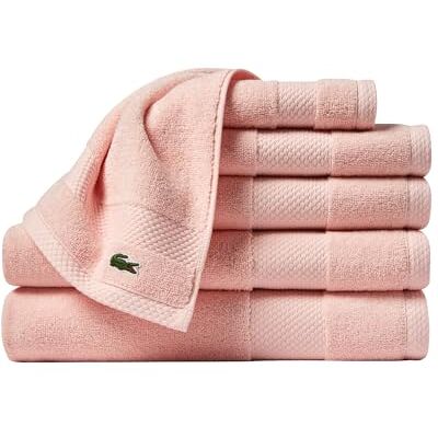 Lacoste Heritage Supima 6-częściowy zestaw bawełnianych ręczników, 2 ręczniki kąpielowe, 2 ręczniki kąpielowe, 2 ręczniki kąpielowe, jasnoróżowe, bardzo chłonne i szybkoschnące, niezbędne do Lacoste Heritage Supima 6-częściowy zestaw bawełnianych ręczników, 2 ręczniki kąpielowe, 2 ręczniki kąpielowe, 2 ręczniki kąpielowe, jasnoróżowe, bardzo chłonne i szybkoschnące, niezbędne do