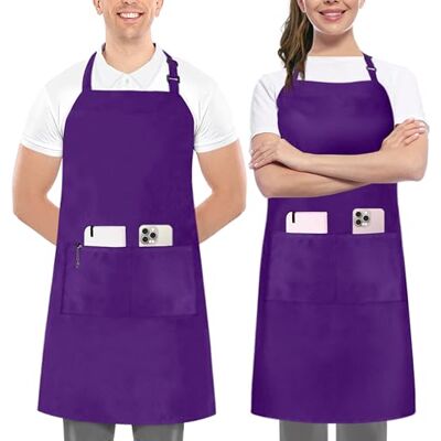 Utopia Kitchen Fartuch kuchenny, regulowany z 2 kieszeniami, odporny na wodę i olej, fartuch szefa kuchni dla kobiet mężczyzn, 2-pak, Fioletowy, 2 Pack Utopia Kitchen Fartuch kuchenny, regulowany z 2 kieszeniami, odporny na wodę i olej, fartuch szefa kuchni dla kobiet mężczyzn, 2-pak, Fioletowy, 2 Pack