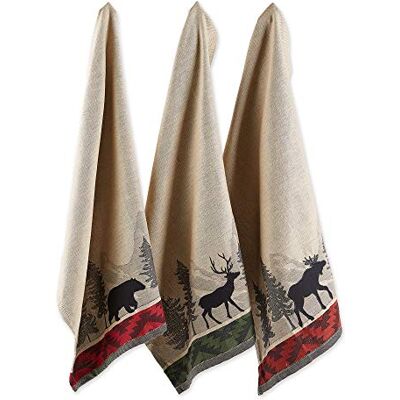 DII Bawełniane żakardowe ręczniki do naczyń, 20 x 28 cm, zestaw 3 szt., dekoracyjne ściereczki do herbaty do codziennego gotowania i pieczenia spacer po lesie DII Bawełniane żakardowe ręczniki do naczyń, 20 x 28 cm, zestaw 3 szt., dekoracyjne ściereczki do herbaty do codziennego gotowania i pieczenia spacer po lesie