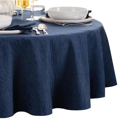 Elrene Home Fashions Continental Obrus odporny na wodę, plamy i zagniecenia, okrągły 178 cm, granatowy Elrene Home Fashions Continental Obrus odporny na wodę, plamy i zagniecenia, okrągły 178 cm, granatowy