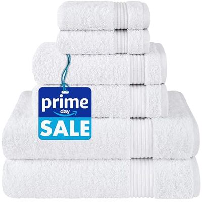 Cotton Paradise 6-częściowy zestaw ręczników, 100% turecka bawełna, miękkie, chłonne ręczniki do łazienki, 2 ręczniki kąpielowe, 2 ręczniki do rąk, 2 myjki, białe Cotton Paradise 6-częściowy zestaw ręczników, 100% turecka bawełna, miękkie, chłonne ręczniki do łazienki, 2 ręczniki kąpielowe, 2 ręczniki do rąk, 2 myjki, białe