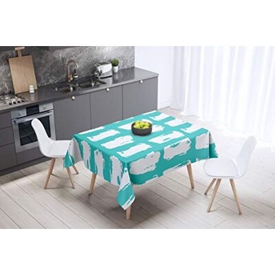 Bonamaison Dekoracja kuchenna, obrus, turkusowy, biały, 140 x 140 cm – zaprojektowany i wyprodukowany w Turcji Bonamaison Dekoracja kuchenna, obrus, turkusowy, biały, 140 x 140 cm – zaprojektowany i wyprodukowany w Turcji
