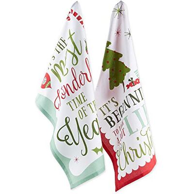 DII Świąteczny zestaw ręczników kuchennych, świąteczne ręczniki do pieczenia, gotowania i rozrywki, 18 x 28, powiedzenia świąteczne, 2 sztuki DII Świąteczny zestaw ręczników kuchennych, świąteczne ręczniki do pieczenia, gotowania i rozrywki, 18 x 28, powiedzenia świąteczne, 2 sztuki