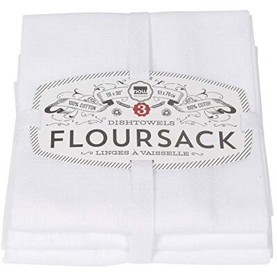 Now Designs Klasyczne ręczniki kuchenne z workiem na mąkę, zestaw trzech, białe Now Designs Klasyczne ręczniki kuchenne z workiem na mąkę, zestaw trzech, białe