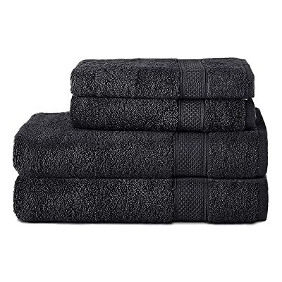 Komfortec Zestaw 4 ręczników ze 100% bawełny, 2 ręczniki do rąk 50 x 100 cm i 2 ręczniki kąpielowe 70 x 140 cm, frotte, miękkie, czarne Komfortec Zestaw 4 ręczników ze 100% bawełny, 2 ręczniki do rąk 50 x 100 cm i 2 ręczniki kąpielowe 70 x 140 cm, frotte, miękkie, czarne