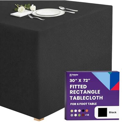 Gee Di Moda Dopasowany obrus – 182 x 72 cm czarny dopasowany obrus na prostokątny stół 15 cm – wytrzymała tkanina nadająca się do prania – na stół bufetowy 180 cm x 72 cm Gee Di Moda Dopasowany obrus – 182 x 72 cm czarny dopasowany obrus na prostokątny stół 15 cm – wytrzymała tkanina nadająca się do prania – na stół bufetowy 180 cm x 72 cm
