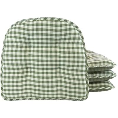 Klear Vu Gingham Tufted antypoślizgowa poduszka na krzesło do jadalni, zestaw 4 szt., sosna Klear Vu Gingham Tufted antypoślizgowa poduszka na krzesło do jadalni, zestaw 4 szt., sosna