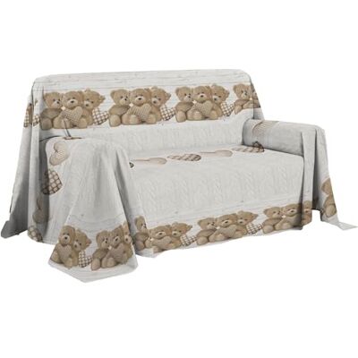 PENSIERI DELICATI Pokrowiec na sofę 180 x 290 cm, wyprodukowany we Włoszech, 100% czysta bawełna, wzór beżowych misów, idealny jako ręcznik do dekoracji, na łóżko lub letnia narzuta na łóżko PENSIERI DELICATI Pokrowiec na sofę 180 x 290 cm, wyprodukowany we Włoszech, 100% czysta bawełna, wzór beżowych misów, idealny jako ręcznik do dekoracji, na łóżko lub letnia narzuta na łóżko