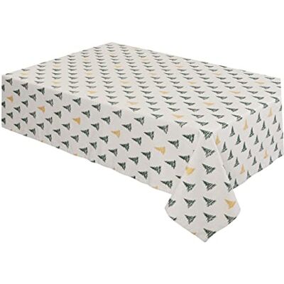 Sleepdown Zimowe sosny obrus metaliczny detal 100% bawełna tkanina obrus obrus prostokątny naturalny 152 x 213 cm (60 x 84 cali) Sleepdown Zimowe sosny obrus metaliczny detal 100% bawełna tkanina obrus obrus prostokątny naturalny 152 x 213 cm (60 x 84 cali)