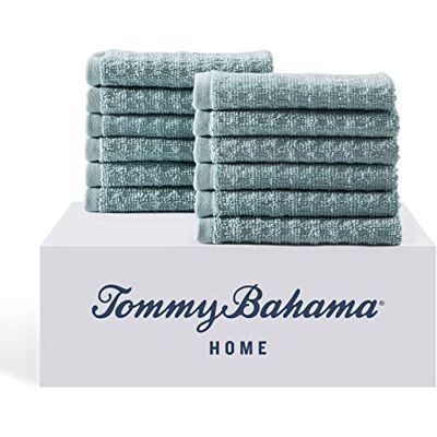 Tommy Bahama Zestaw ścierek, wysoce chłonna bawełniana dekoracja łazienki, odporna na blaknięcie i blaknięcie (turkusowy północny Pacyfik, 12 sztuk) Tommy Bahama Zestaw ścierek, wysoce chłonna bawełniana dekoracja łazienki, odporna na blaknięcie i blaknięcie (turkusowy północny Pacyfik, 12 sztuk)
