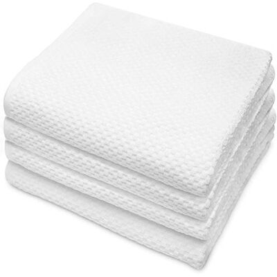 COTTON CRAFT BAWEŁNIANE RZEMIOSŁO Euro Spa Zestaw 4 luksusowych ręczników kąpielowych o splocie waflowym, ponadwymiarowa czysta bawełna ring-spun, 76 cm x 142 cm, biały COTTON CRAFT BAWEŁNIANE RZEMIOSŁO Euro Spa Zestaw 4 luksusowych ręczników kąpielowych o splocie waflowym, ponadwymiarowa czysta bawełna ring-spun, 76 cm x 142 cm, biały