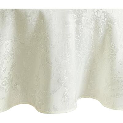 Elrene Home Fashions Poinsettia elegancki żakardowy świąteczny obrus, 152 cm x 213 cm owalny, kość słoniowa Elrene Home Fashions Poinsettia elegancki żakardowy świąteczny obrus, 152 cm x 213 cm owalny, kość słoniowa