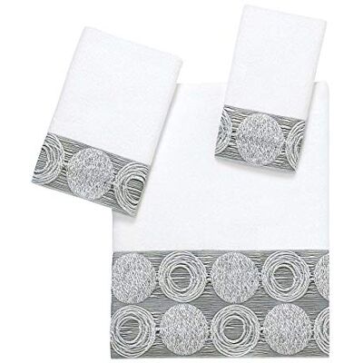 Avanti Linens Zestaw ręczników 3 szt., miękkie i chłonne ręczniki bawełniane (kolekcja Galaxy), biały Avanti Linens Zestaw ręczników 3 szt., miękkie i chłonne ręczniki bawełniane (kolekcja Galaxy), biały