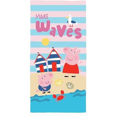 Character World Oficjalny ręcznik dla dzieci ze świnką Peppa i George'em super miękki w dotyku, wzór fal idealny do domu, wanny, plaży i basenu, jeden rozmiar 70 cm x 140 cm Character World Oficjalny ręcznik dla dzieci ze świnką Peppa i George'em super miękki w dotyku, wzór fal idealny do domu, wanny, plaży i basenu, jeden rozmiar 70 cm x 140 cm