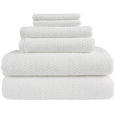 Everplush Diamentowy żakardowy 6-częściowy zestaw ręczników kąpielowych, biały Everplush Diamentowy żakardowy 6-częściowy zestaw ręczników kąpielowych, biały