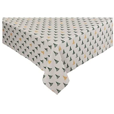 Sleepdown Zimowe sosny obrus metaliczny detal 100% bawełna tkanina obrus obrus prostokątny naturalny 152 x 304 cm (60 x 120 cali) Sleepdown Zimowe sosny obrus metaliczny detal 100% bawełna tkanina obrus obrus prostokątny naturalny 152 x 304 cm (60 x 120 cali)