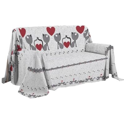 PENSIERI DELICATI Pokrowiec na sofę 250 x 290 cm, wyprodukowany we Włoszech, 100% czysta bawełna, wzór beżowych kociąt, idealny jako ręcznik do dekoracji, na łóżko lub letnia narzuta na łóżko (2 PENSIERI DELICATI Pokrowiec na sofę 250 x 290 cm, wyprodukowany we Włoszech, 100% czysta bawełna, wzór beżowych kociąt, idealny jako ręcznik do dekoracji, na łóżko lub letnia narzuta na łóżko (2