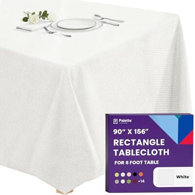Gee Di Moda (90 x 156, biały obrus), prostokątny obrus, 230 cm x 400 cm, biały prostokątny obrus na stół 2,4 m z nadającego się do prania poliestru, idealny na stół bufetowy, świąteczny obiad, ślub i Gee Di Moda (90 x 156, biały obrus), prostokątny obrus, 230 cm x 400 cm, biały prostokątny obrus na stół 2,4 m z nadającego się do prania poliestru, idealny na stół bufetowy, świąteczny obiad, ślub i
