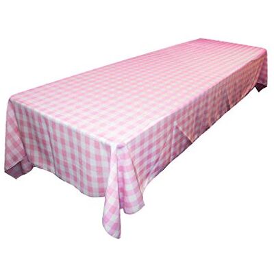 LA Linen Poliestrowa kratka w kratkę 152,4 x 365,76 cm prostokątny obrus, różowy/biały, 152,4 x 365,76 x 0,04 cm LA Linen Poliestrowa kratka w kratkę 152,4 x 365,76 cm prostokątny obrus, różowy/biały, 152,4 x 365,76 x 0,04 cm