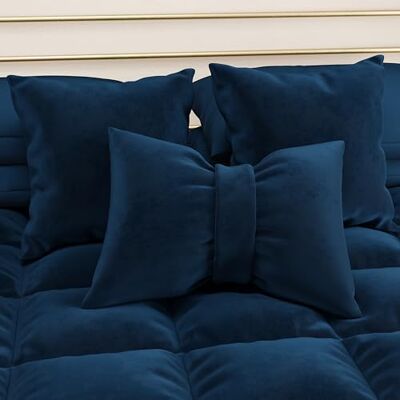 PETTI Artigiani Italiani Aksamitna poduszka dekoracyjna z wypełnieniem, poduszka do sypialni, sofa do salonu, z poszewką na poduszkę, ciemnoniebieska kokardka 50 x 40 cm PETTI Artigiani Italiani Aksamitna poduszka dekoracyjna z wypełnieniem, poduszka do sypialni, sofa do salonu, z poszewką na poduszkę, ciemnoniebieska kokardka 50 x 40 cm