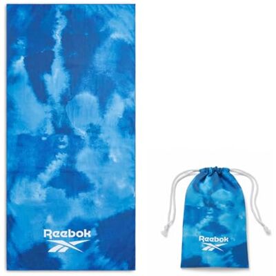 Reebok Ręcznik Plażowy Bez Piasku – Szybkoschnący Ręcznik z Mikrofibry z Torbą Lekki i Kompaktowy Duży Ręcznik na Plażę, Basen i Siłownię 90 x 180 cm, Granatowy/Niebieski Cloud Print Reebok Ręcznik Plażowy Bez Piasku – Szybkoschnący Ręcznik z Mikrofibry z Torbą Lekki i Kompaktowy Duży Ręcznik na Plażę, Basen i Siłownię 90 x 180 cm, Granatowy/Niebieski Cloud Print