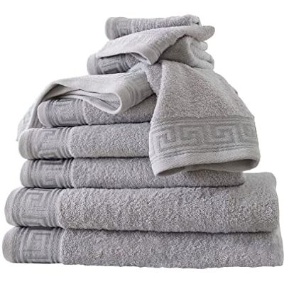GC GAVENO CAVAILIA Zestaw ręczników 500 g/m² 8-częściowy zestaw ręczników 2 ręczniki do rąk + 2 ręczniki kąpielowe + 4 ręczniki do twarzy rodzinny zestaw ręczników z egipskiej bawełny, szary GC GAVENO CAVAILIA Zestaw ręczników 500 g/m² 8-częściowy zestaw ręczników 2 ręczniki do rąk + 2 ręczniki kąpielowe + 4 ręczniki do twarzy rodzinny zestaw ręczników z egipskiej bawełny, szary