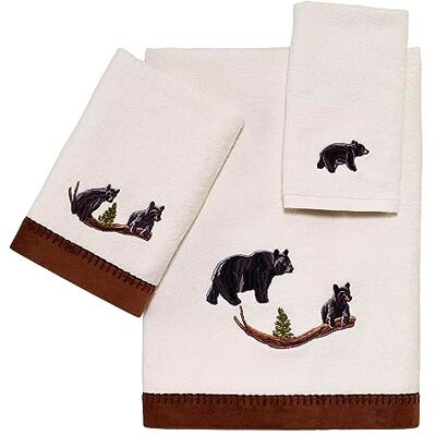 Avanti Linens Zestaw 3 ręczników, miękkie i chłonne ręczniki bawełniane (Kolekcja Bear Lodge, kość słoniowa) Avanti Linens Zestaw 3 ręczników, miękkie i chłonne ręczniki bawełniane (Kolekcja Bear Lodge, kość słoniowa)