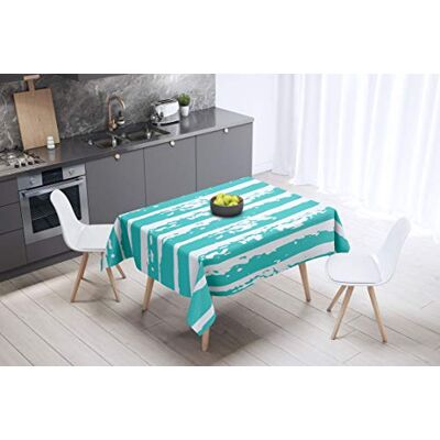Bonamaison Dekoracja kuchenna, obrus, turkusowy, biały, 140 x 140 cm – zaprojektowany i wyprodukowany w Turcji Bonamaison Dekoracja kuchenna, obrus, turkusowy, biały, 140 x 140 cm – zaprojektowany i wyprodukowany w Turcji