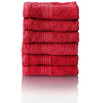 ALCLEAR komfortowy zestaw ręczników frotte chłonnych ze 100% bawełny Ökotex, seria frotte w 6 kolorach i 5 rozmiarach, kolor: czerwony, 6 x chusteczek do twarzy 30 x 30 cm ALCLEAR komfortowy zestaw ręczników frotte chłonnych ze 100% bawełny Ökotex, seria frotte w 6 kolorach i 5 rozmiarach, kolor: czerwony, 6 x chusteczek do twarzy 30 x 30 cm