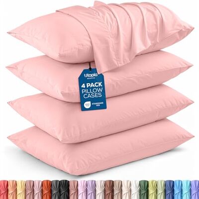 Utopia Bedding Poszewki na poduszki typu queen, 4 szt., zapięcie kopertowe, miękka szczotkowana tkanina z mikrofibry, odporne na kurczenie się i blaknięcie, rozmiar queen size 50 x 76 cm (Queen, Utopia Bedding Poszewki na poduszki typu queen, 4 szt., zapięcie kopertowe, miękka szczotkowana tkanina z mikrofibry, odporne na kurczenie się i blaknięcie, rozmiar queen size 50 x 76 cm (Queen,