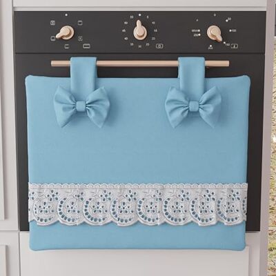 PETTI Artigiani Italiani Elegancki pokrowiec na piekarnik, jednolity kolor Shabby Chic pokrowiec na piekarnik z falbanką z koronki Sangally i łuków, bawełniany pokrowiec piekarnika, pokrowiec PETTI Artigiani Italiani Elegancki pokrowiec na piekarnik, jednolity kolor Shabby Chic pokrowiec na piekarnik z falbanką z koronki Sangally i łuków, bawełniany pokrowiec piekarnika, pokrowiec