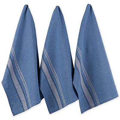 DII Bawełniane ręczniki do naczyń oversize francuskie paski, 20 x 30 szt., zestaw 3 szt., z monogramem wiejski, worek na mąkę, ręczniki herbaciane niebieski Chambray Blue DII Bawełniane ręczniki do naczyń oversize francuskie paski, 20 x 30 szt., zestaw 3 szt., z monogramem wiejski, worek na mąkę, ręczniki herbaciane niebieski Chambray Blue