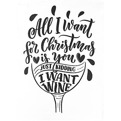 Half a Donkey All I want for Christmas is You…. Just Kidding I Want Wine duży bawełniany ręcznik do herbaty Half a Donkey All I want for Christmas is You…. Just Kidding I Want Wine duży bawełniany ręcznik do herbaty