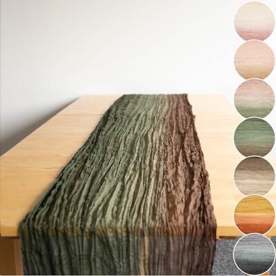 Halbach Seidenbänder Multicolor bieżnik na stół szerokość: 70 cm długość: 300 cm obrus z gradientem, wąski obrus o wyglądzie bawełny na wesela, kolor: ciemnozielony/brązowy Halbach Seidenbänder Multicolor bieżnik na stół szerokość: 70 cm długość: 300 cm obrus z gradientem, wąski obrus o wyglądzie bawełny na wesela, kolor: ciemnozielony/brązowy