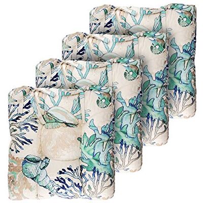 Greenland Home Fashions Greenland Home Potrójnie wyściełana podkładka na krzesło, 4 sztuki (1 sztuka), Atlantis Greenland Home Fashions Greenland Home Potrójnie wyściełana podkładka na krzesło, 4 sztuki (1 sztuka), Atlantis