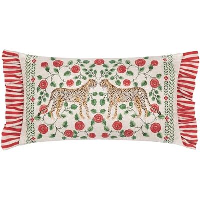 furn. Wylder Tropics Okara lamparty nadruk poszewka na poduszkę z falbanką len/czerwona 30 x 50 cm furn. Wylder Tropics Okara lamparty nadruk poszewka na poduszkę z falbanką len/czerwona 30 x 50 cm