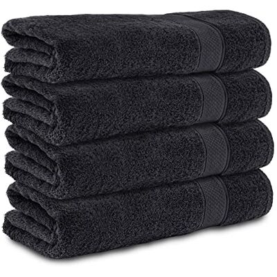 Komfortec Zestaw 4 ręczników kąpielowych 70 x 140 cm, 100% bawełna, 470 g/m², frotte, miękkie, czarne Komfortec Zestaw 4 ręczników kąpielowych 70 x 140 cm, 100% bawełna, 470 g/m², frotte, miękkie, czarne