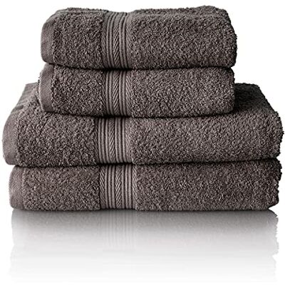 Glart Premium zestaw ręczników frotte, seria frotte w 6 kolorach i 5 rozmiarach, kolor: antracyt, 2 x ręczniki kąpielowe 70 x 140 cm i 2 x ręczniki do rąk 50 x 100 cm Glart Premium zestaw ręczników frotte, seria frotte w 6 kolorach i 5 rozmiarach, kolor: antracyt, 2 x ręczniki kąpielowe 70 x 140 cm i 2 x ręczniki do rąk 50 x 100 cm